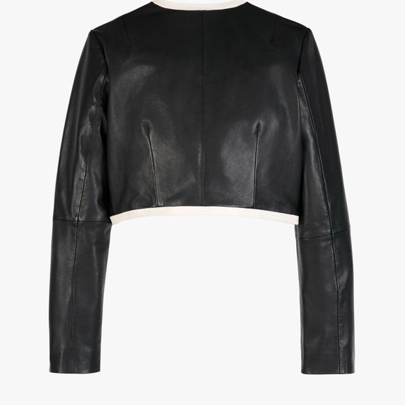ZARA CROPPED LEATHER BLACK/ECRU COLOR JACKET LIMITED EDITION bloggers favorite - Picture 9 of 9